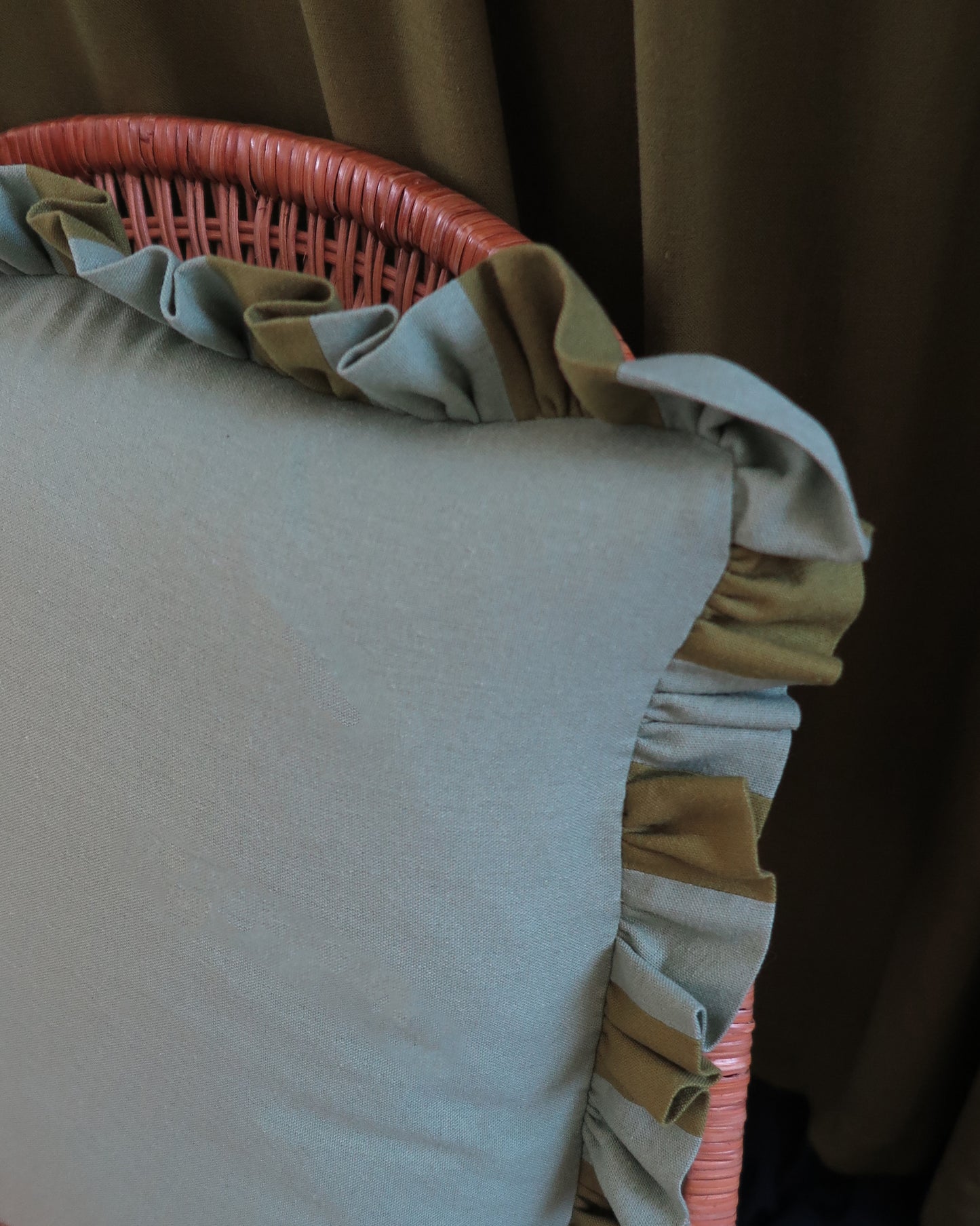 Sage & Sap Striped Frill Scatter Cushion