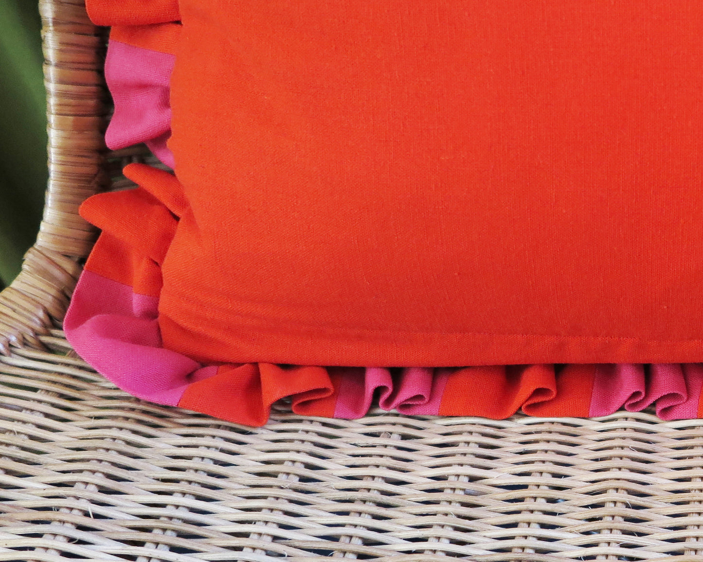 Watermelon & Vermillion Striped Frill Scatter Cushion