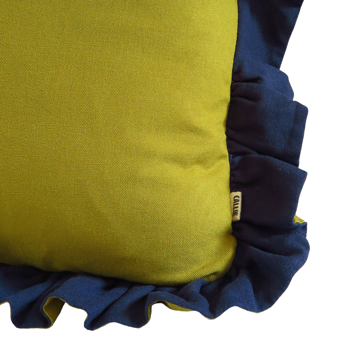 Handmade Linen-Rayon Reversible Scatter Cushion – Azure & Chartreuse