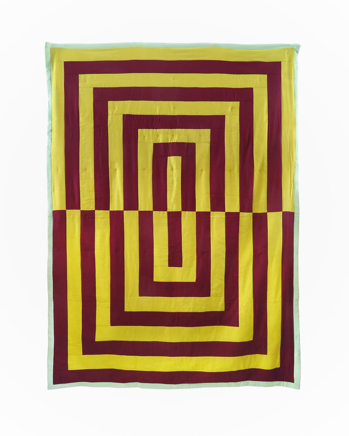Handmade Linen-Rayon King Sized Jumbo Quilt – Chartreuse & Plum