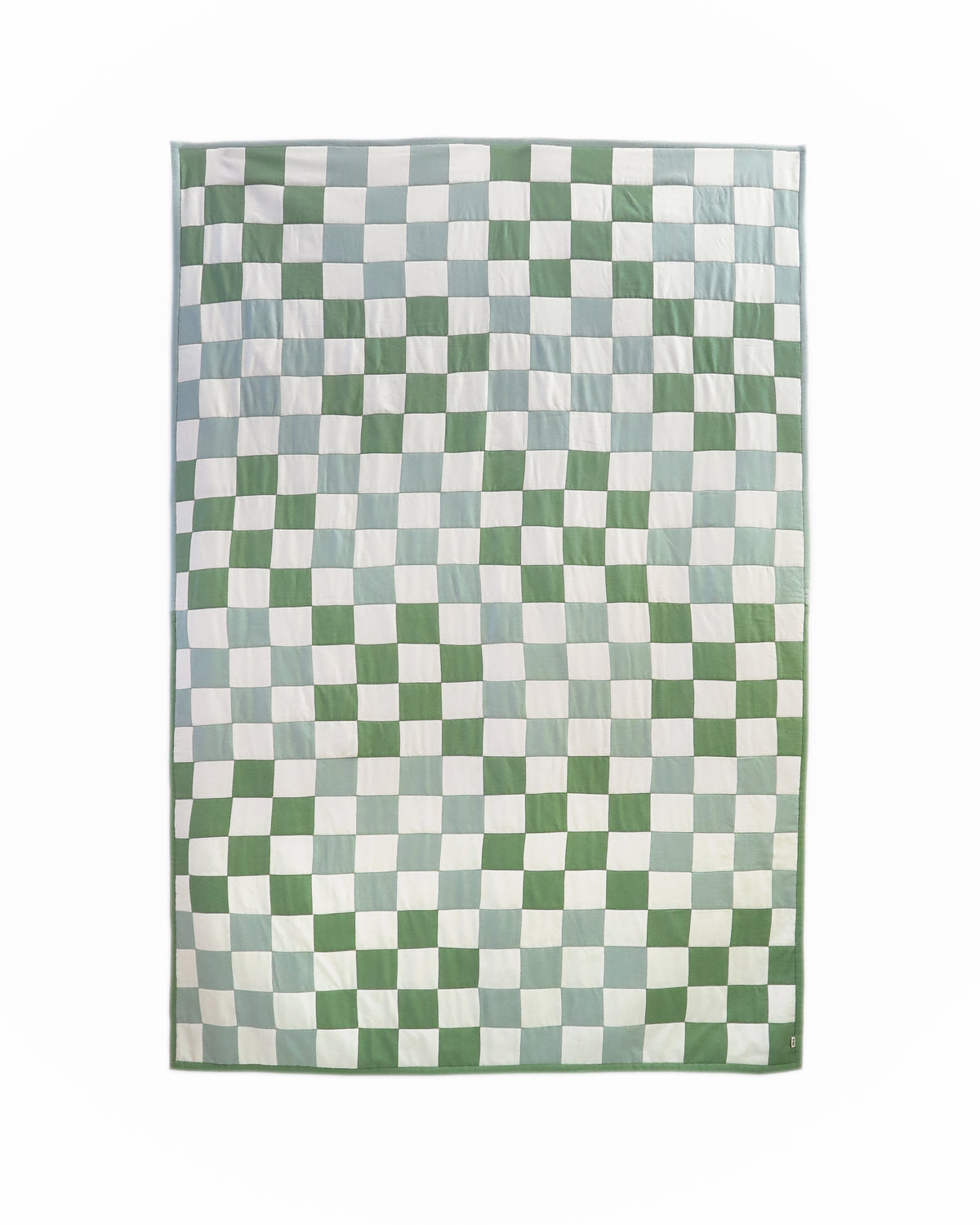 Sage, Duck Egg and Milk Custom Single Bed Checkerboard Quilt