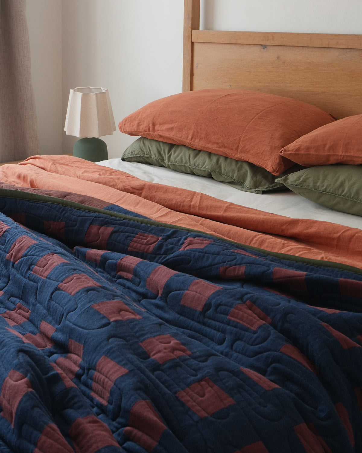 Navy & Chocolate Custom Grid Quilt