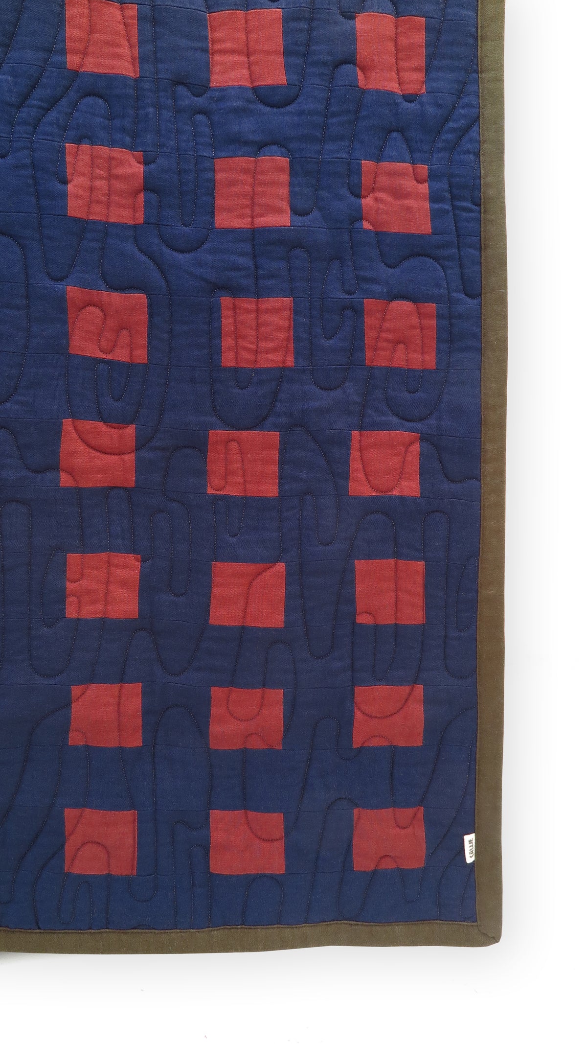 Navy & Chocolate Custom Grid Quilt
