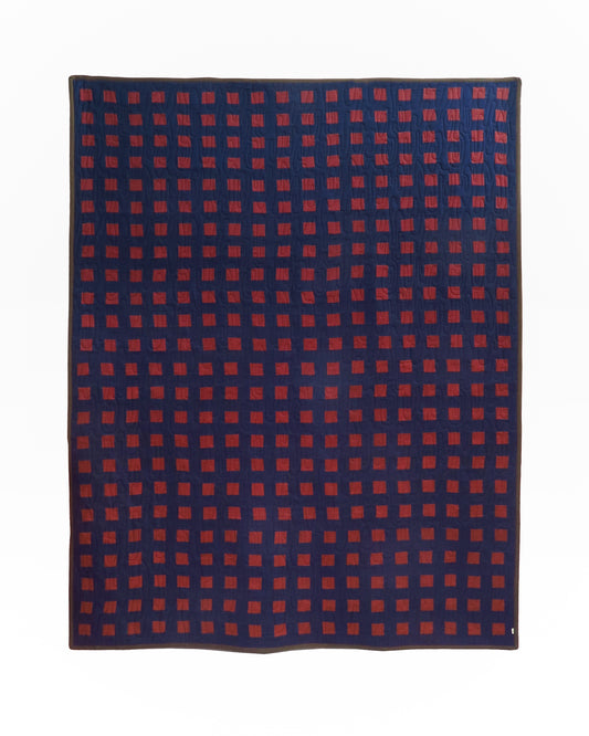 Navy & Chocolate Custom Grid Quilt