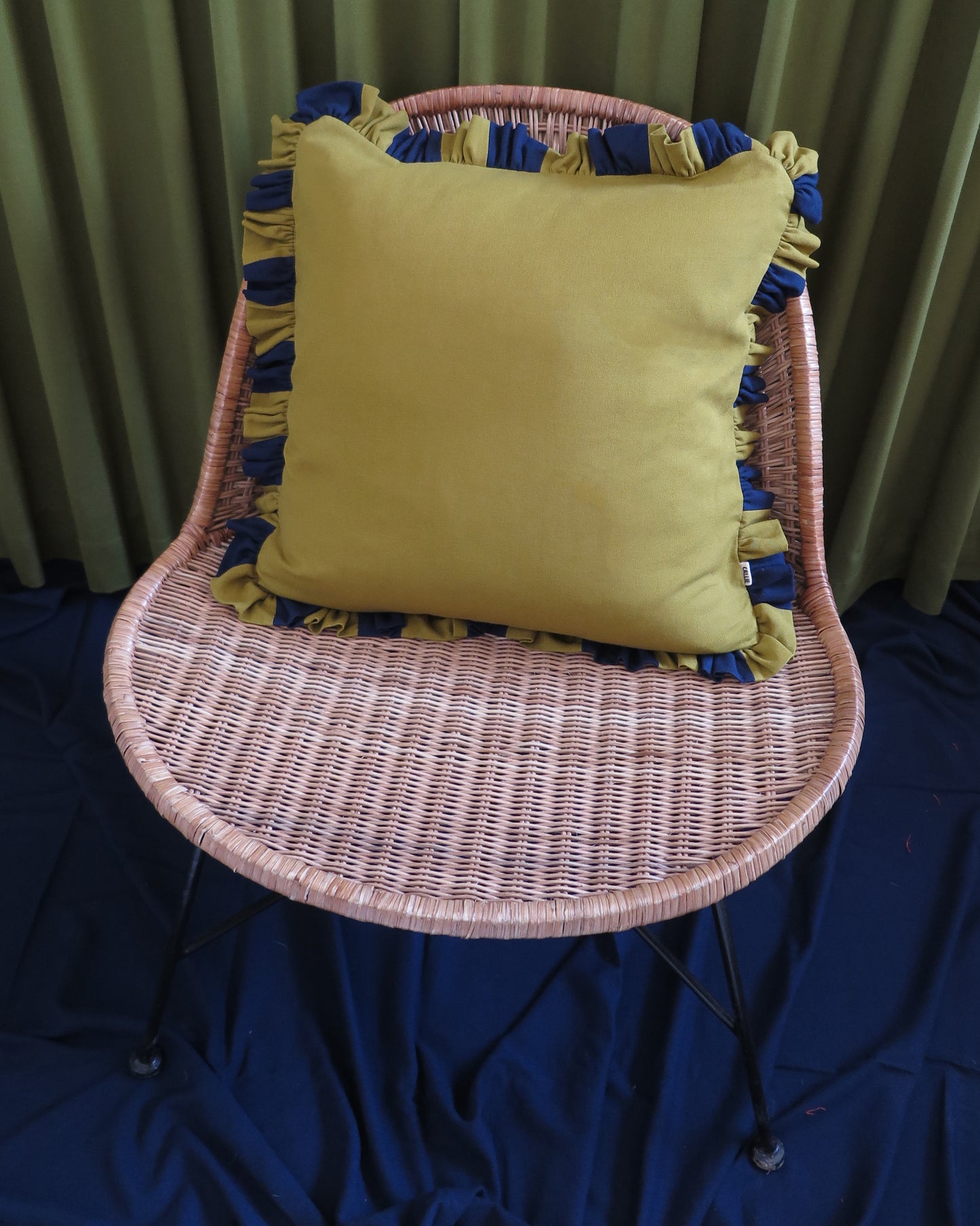 Azure & Chartreuse Striped Frill Scatter Cushion
