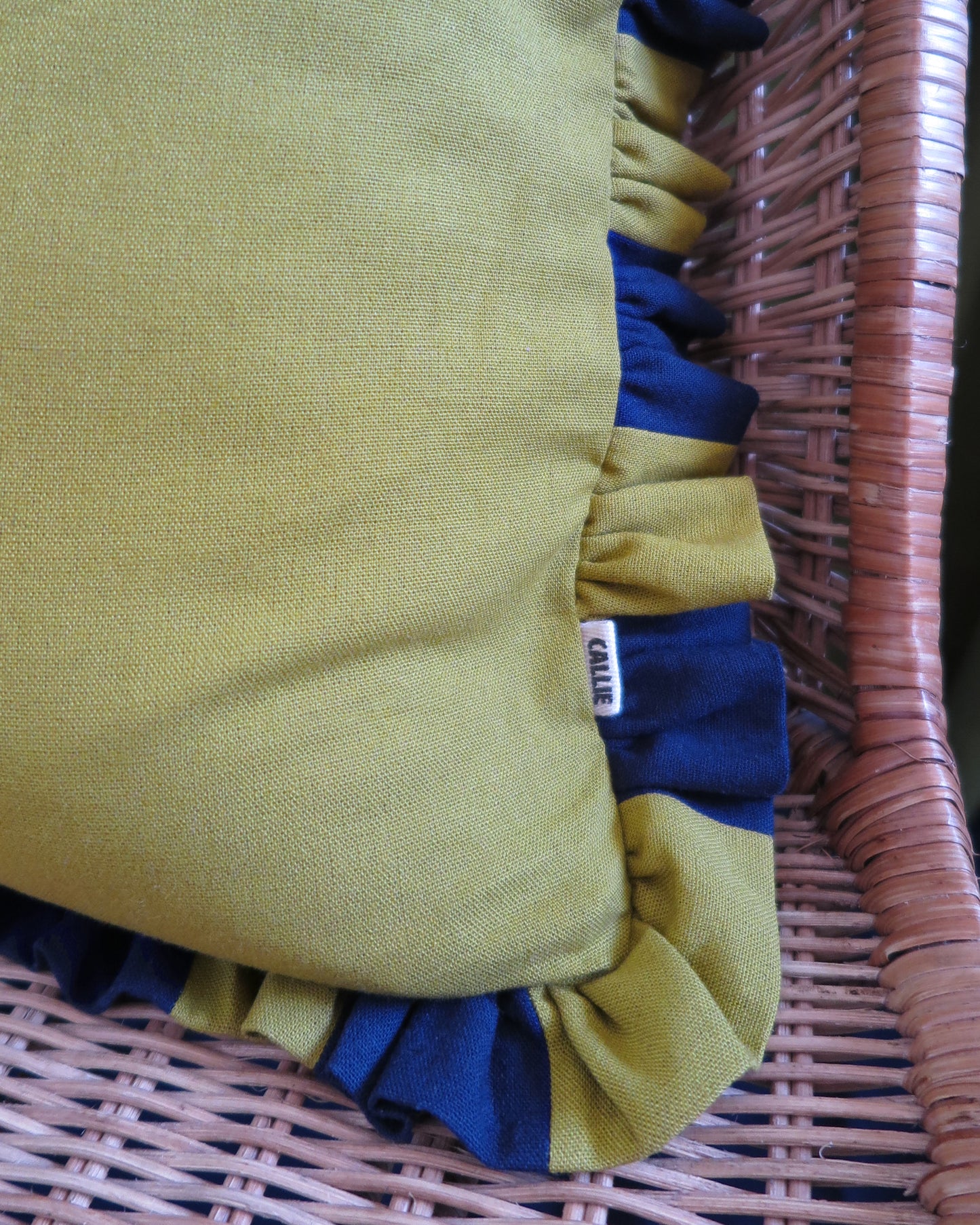 Azure & Chartreuse Striped Frill Scatter Cushion