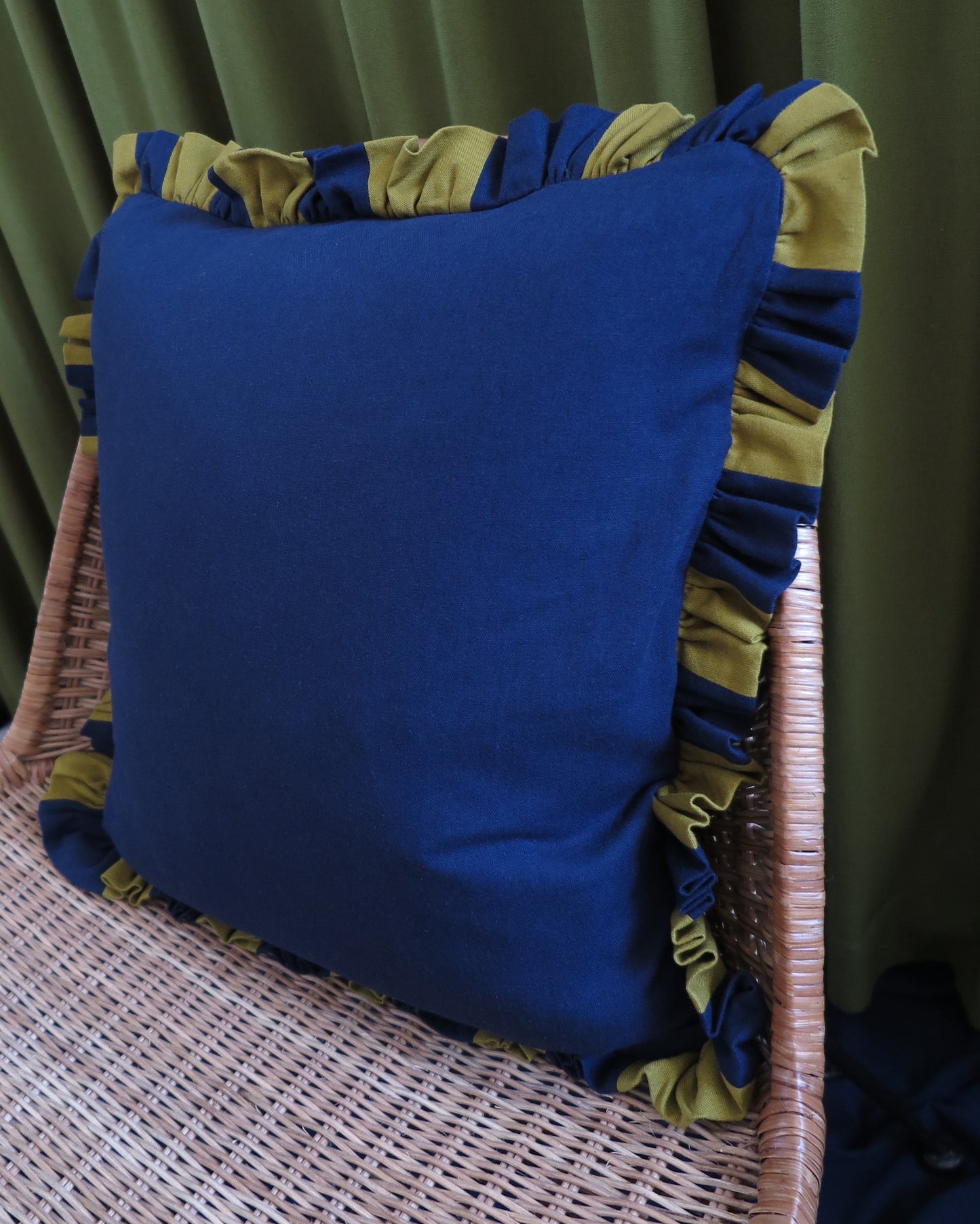 Azure & Chartreuse Striped Frill Scatter Cushion