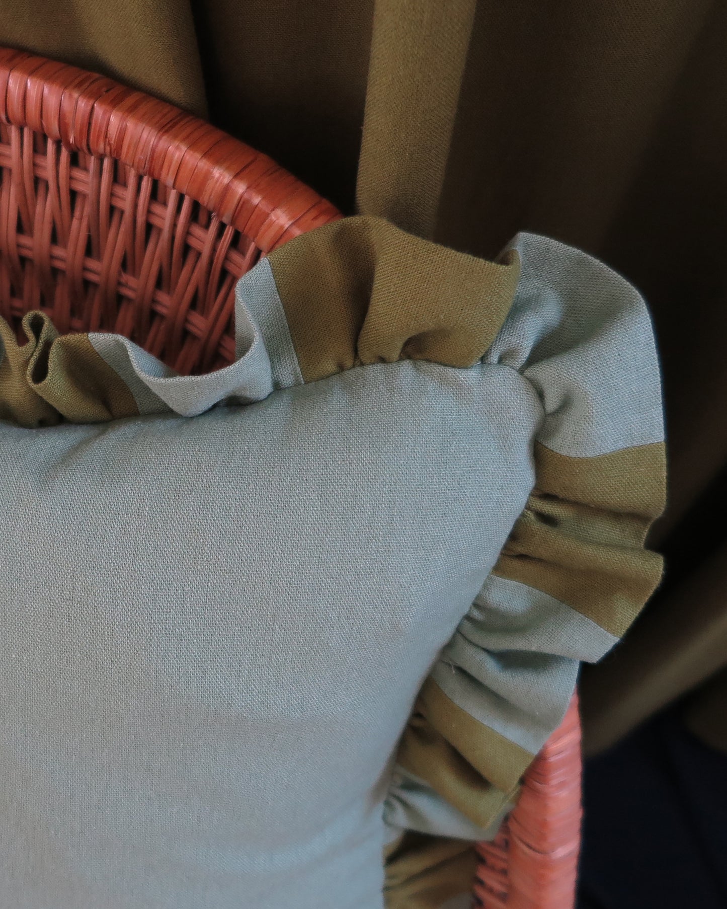 Sage & Sap Striped Frill Scatter Cushion