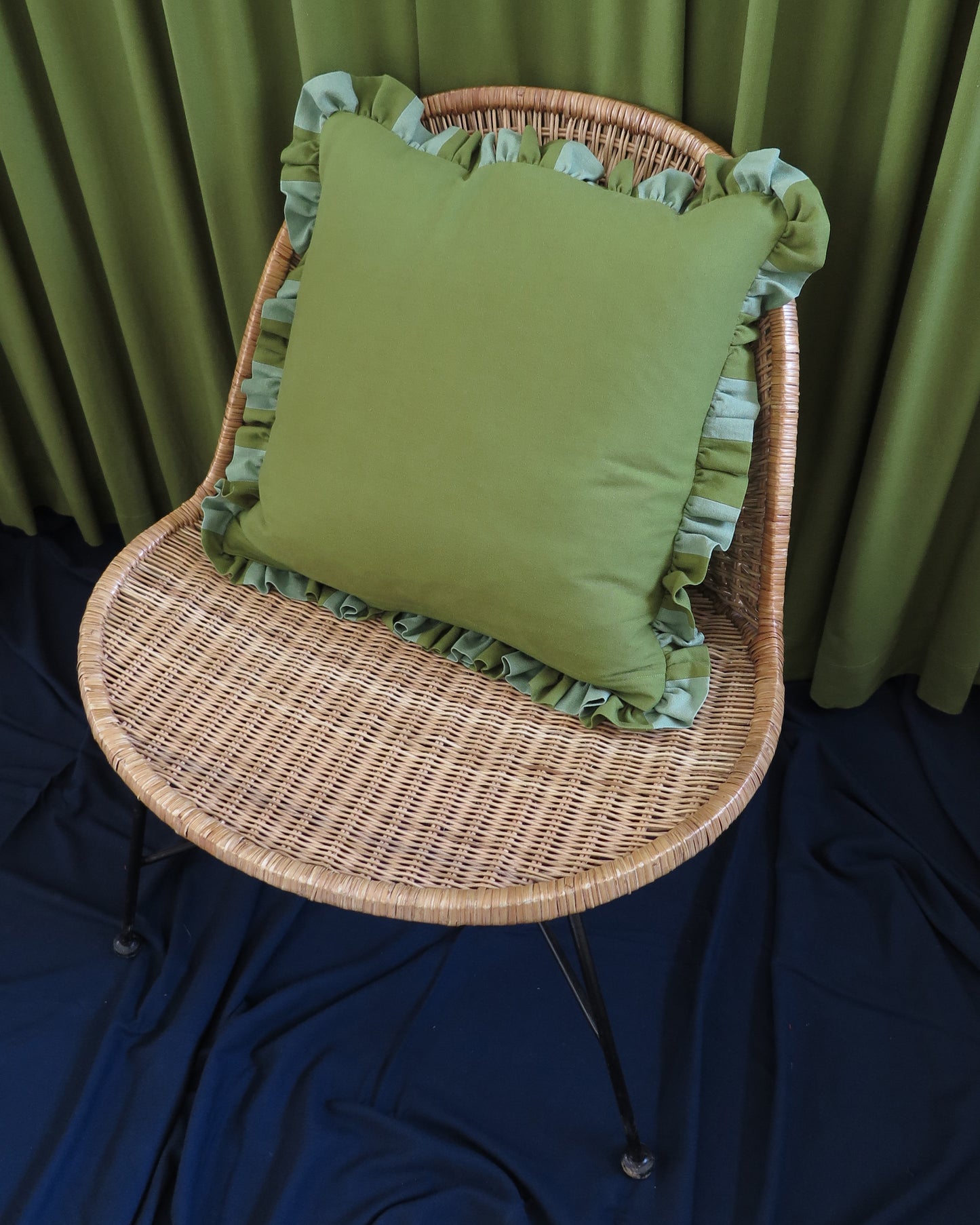 Sage & Sap Striped Frill Scatter Cushion