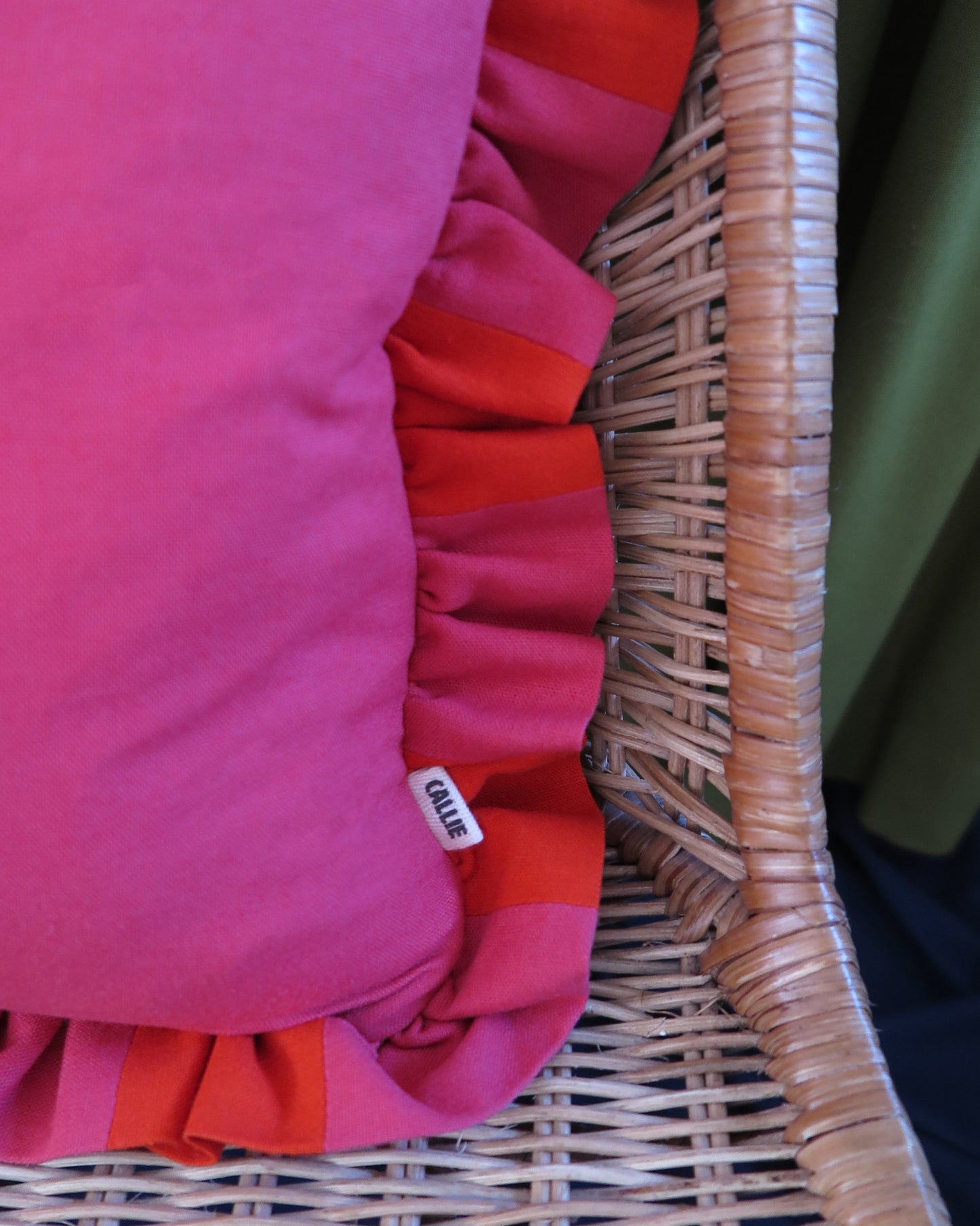 Watermelon & Vermillion Striped Frill Scatter Cushion