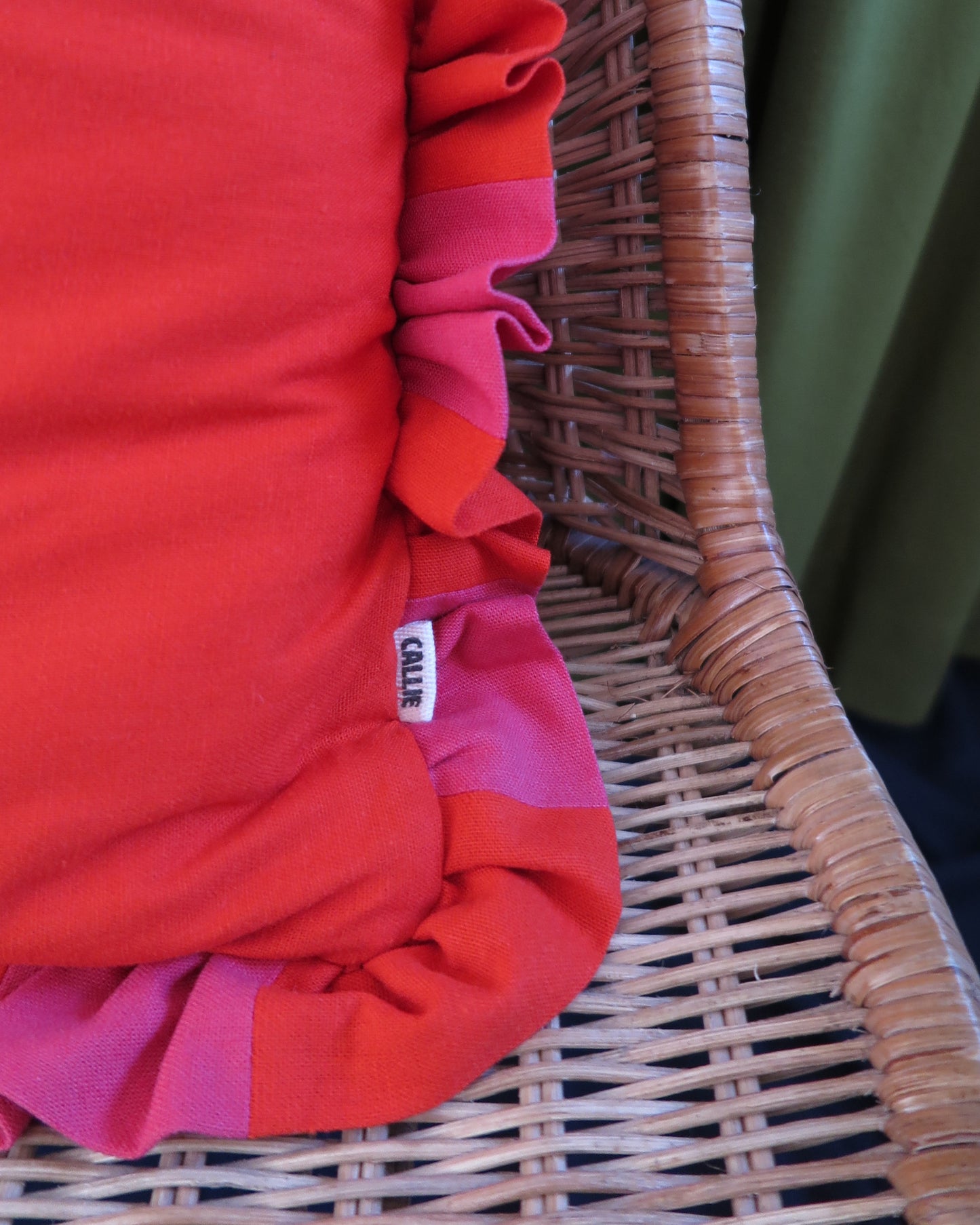 Watermelon & Vermillion Striped Frill Scatter Cushion