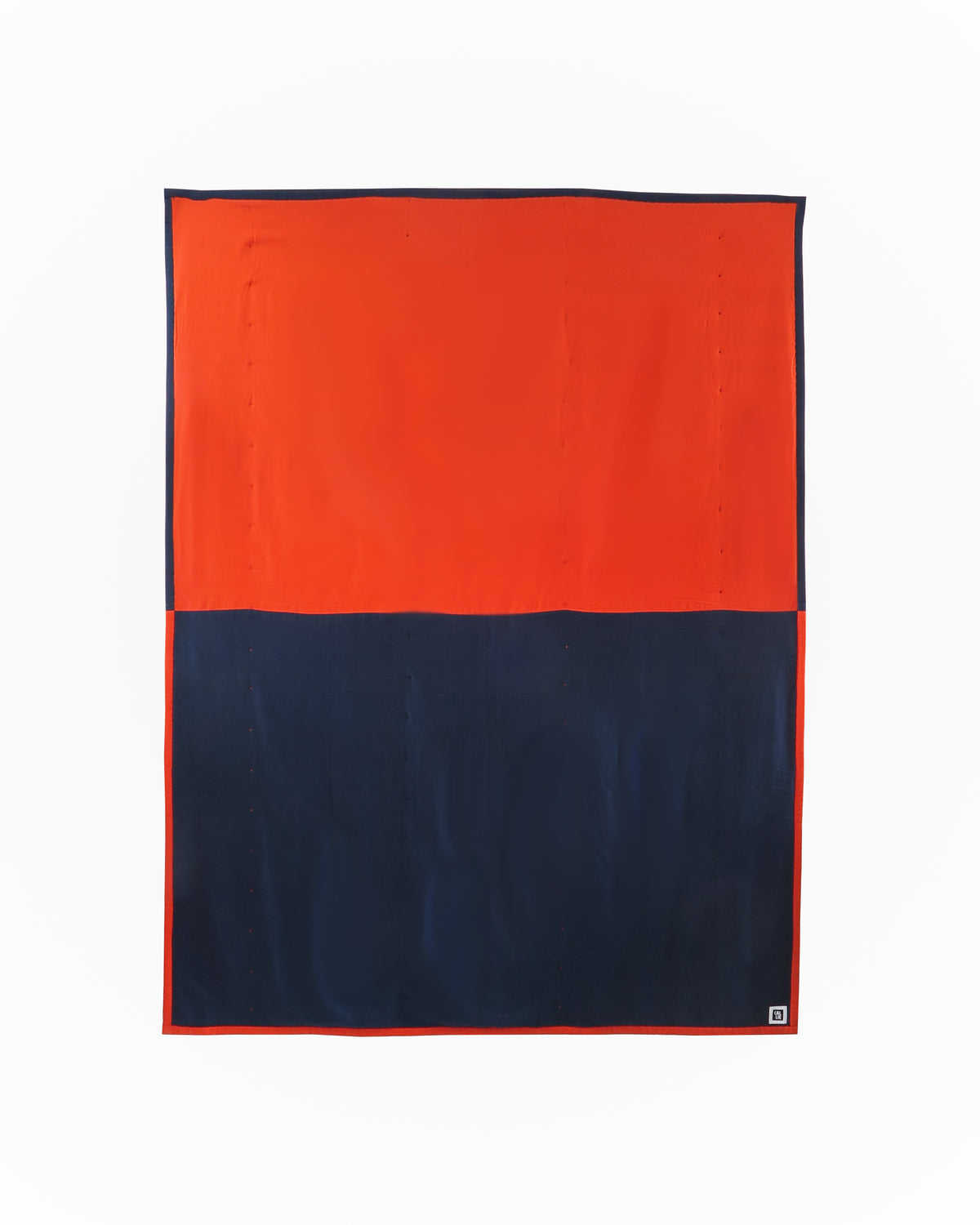 Handmade Linen-Rayon King Sized Offset Quilt – Navy & Vermillion