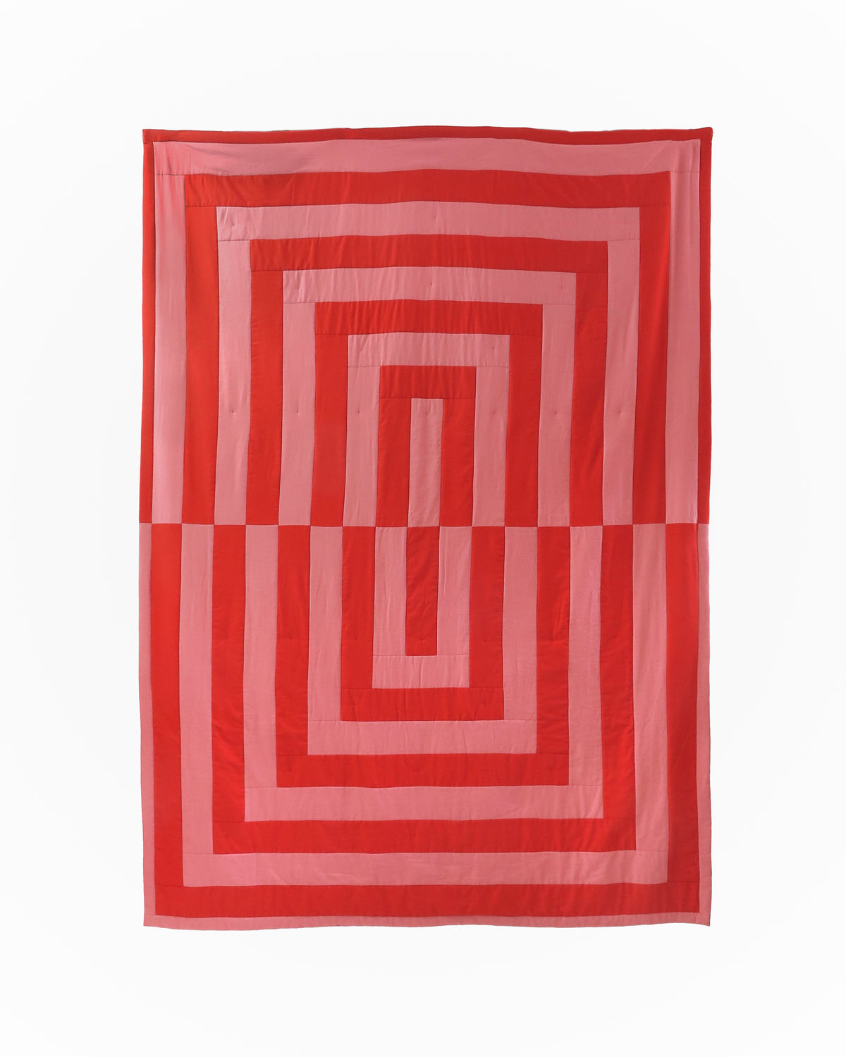 Handmade Linen-Rayon King Sized Jumbo Quilt – Red Brick & Blush