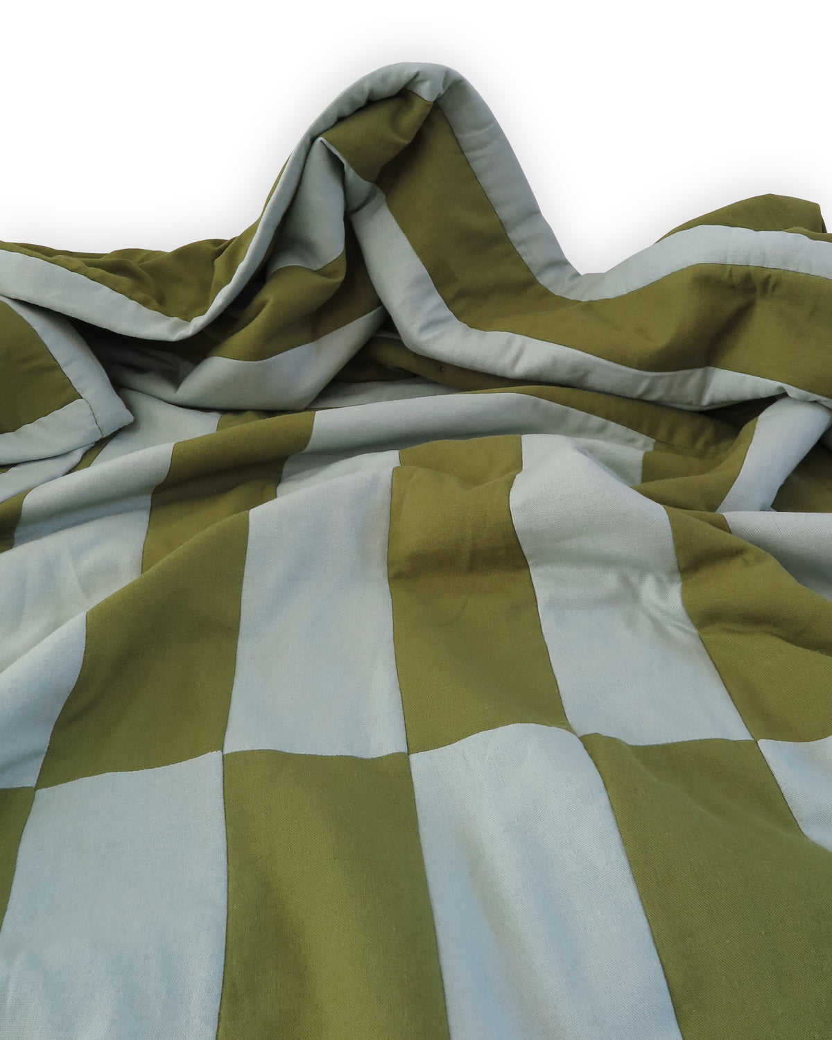Handmade Linen-Rayon King Sized Jumbo Quilt – Sap & Duck Egg