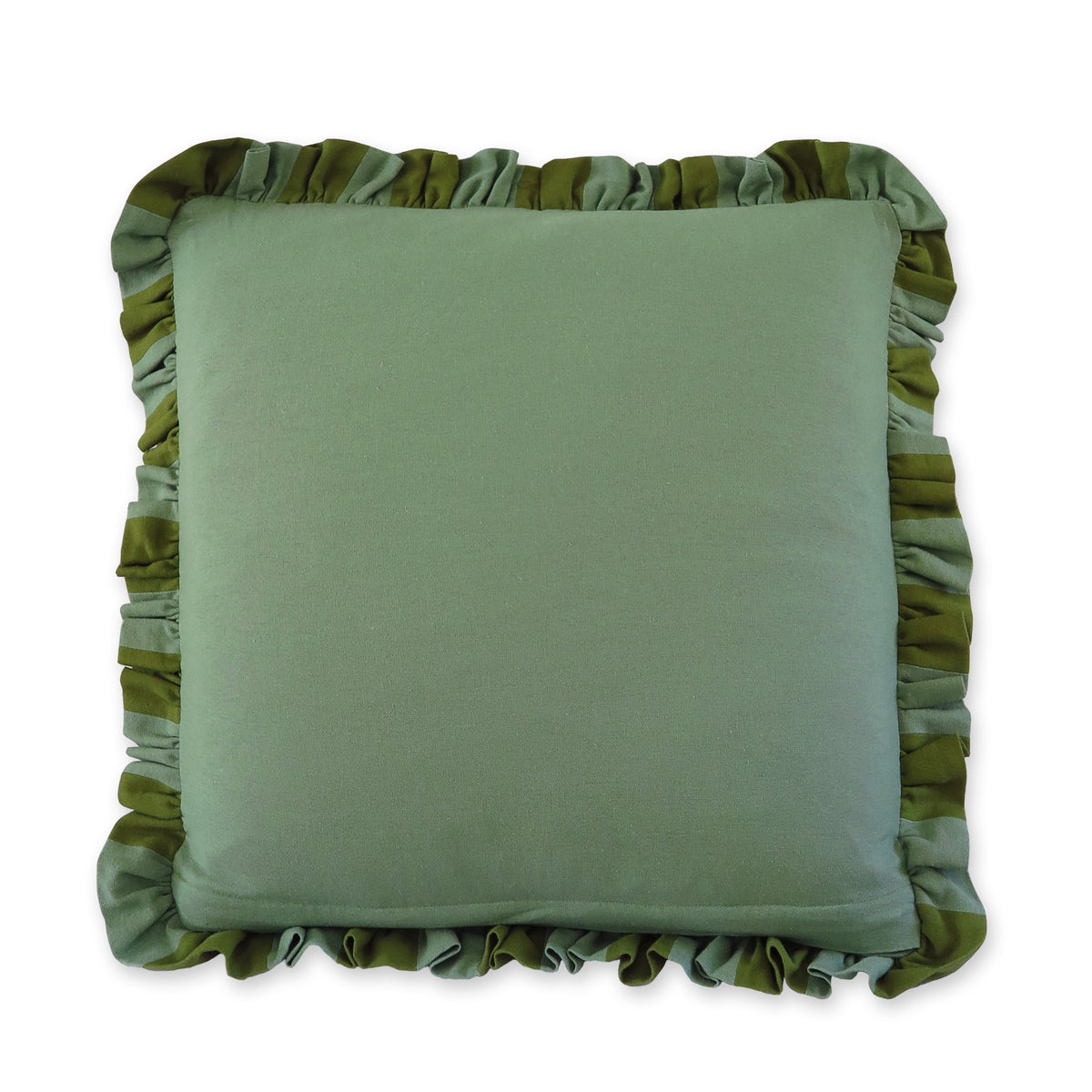 Handmade Linen-Rayon Reversible Striped Frill Scatter Cushion – Sage & Sap