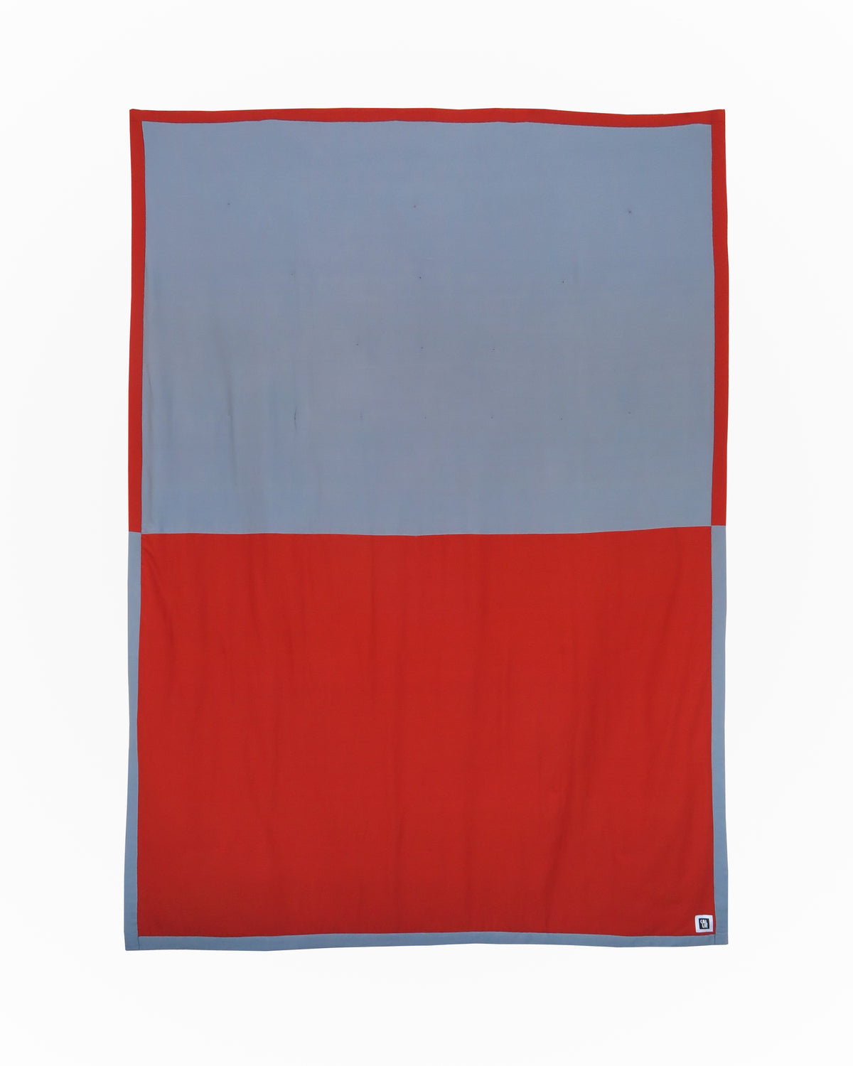Handmade Linen-Rayon King Sized Jumbo Quilt – Steel & Red Clay