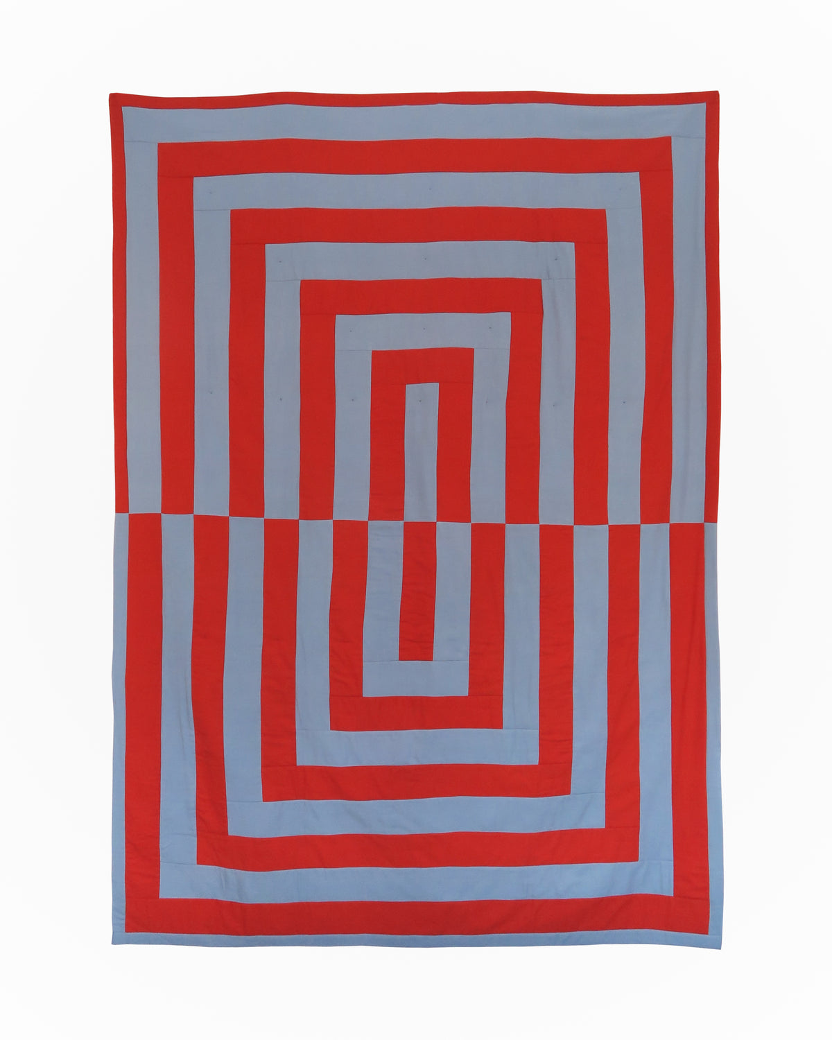 Handmade Linen-Rayon King Sized Jumbo Quilt – Steel & Red Clay