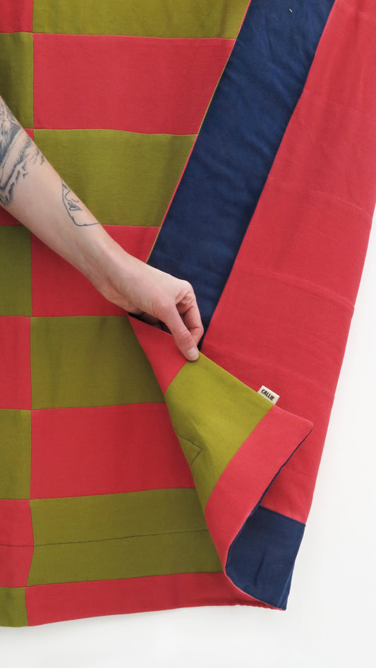 Handmade Linen-Rayon Throw – Chartreuse & Watermelon