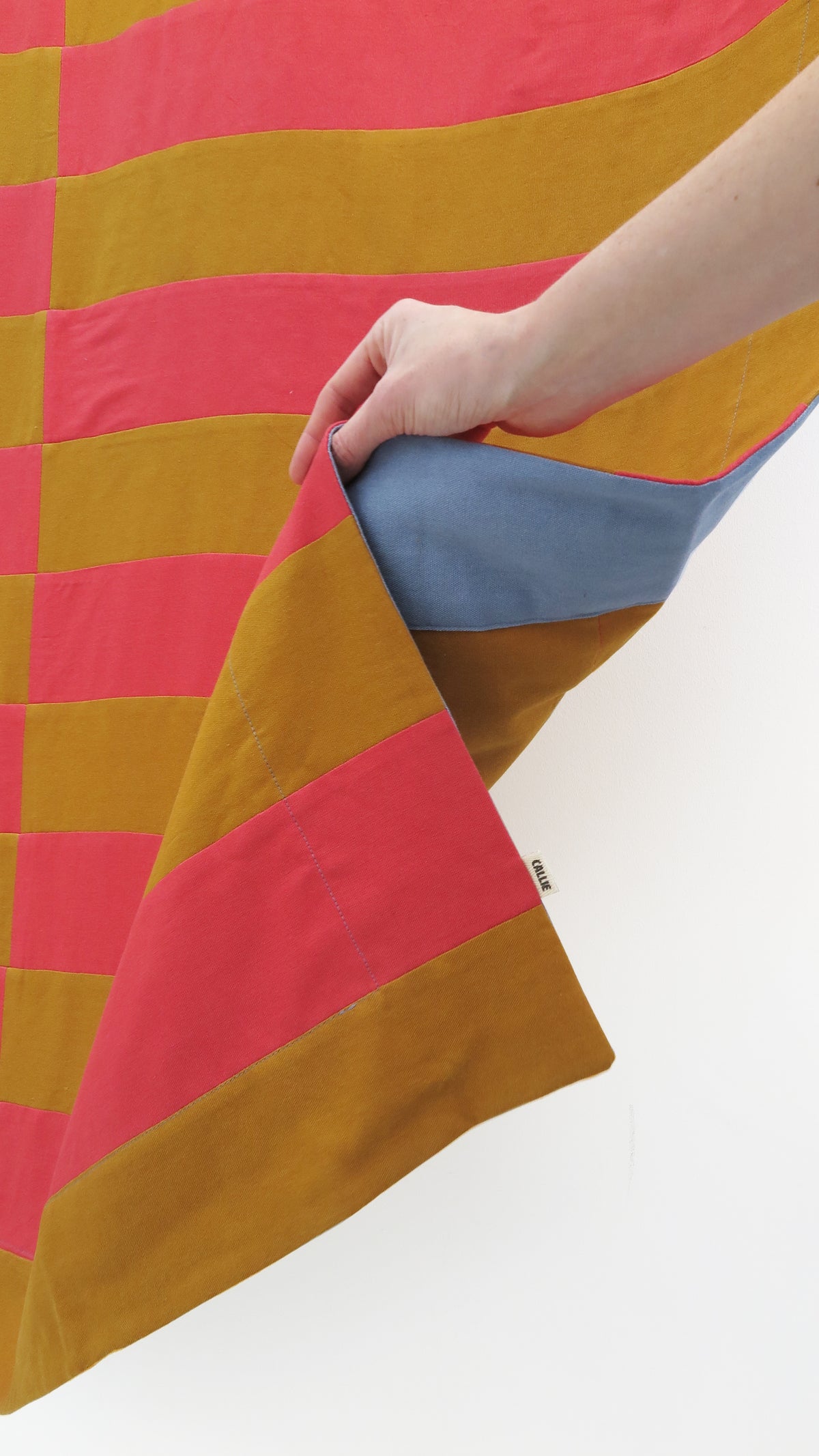 Handmade Linen-Rayon Throw – Watermelon & Mustard