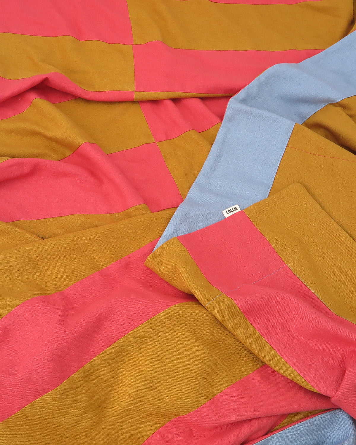 Handmade Linen-Rayon Throw – Watermelon & Mustard