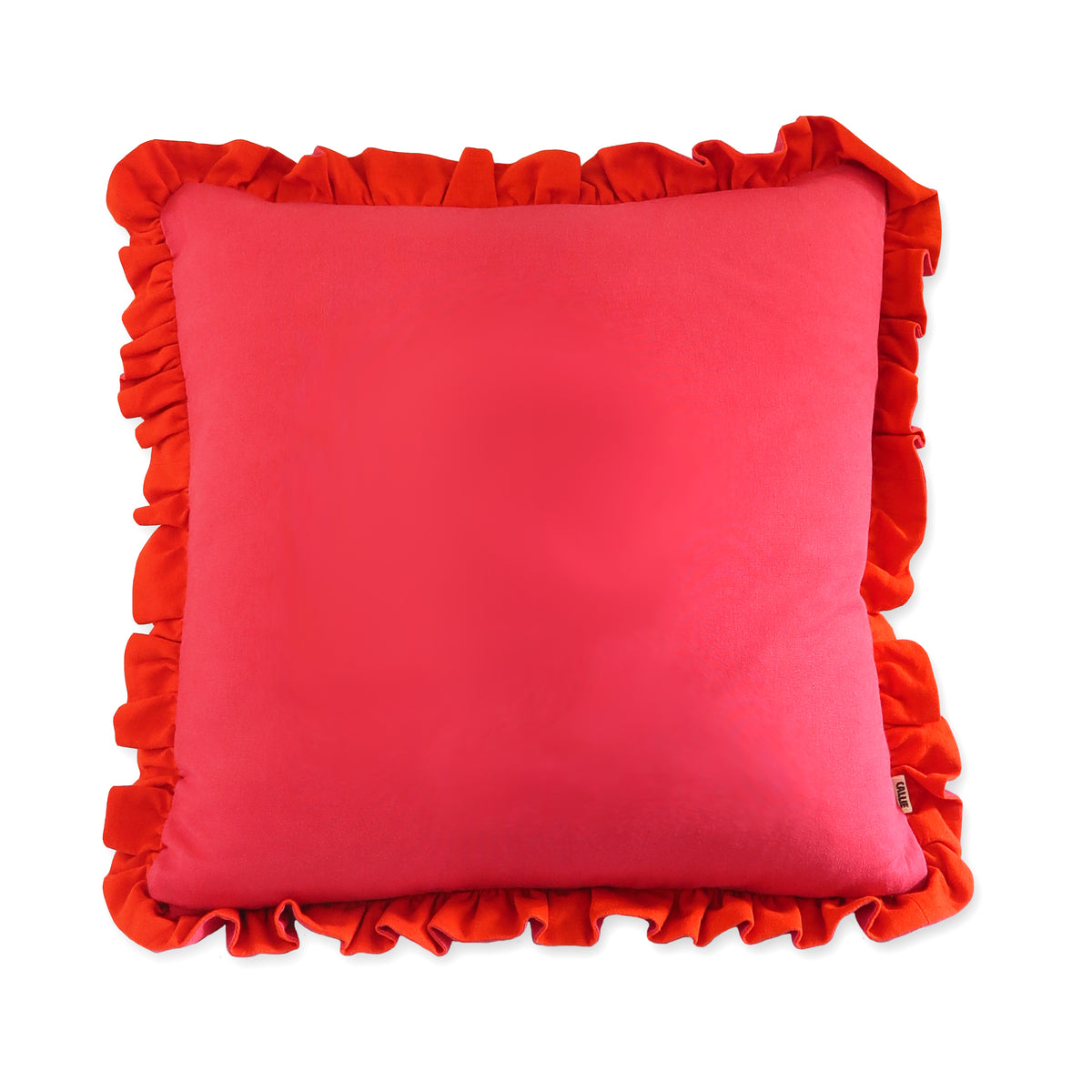Handmade Linen-Rayon Reversible Scatter Cushion – Watermelon & Vermillion