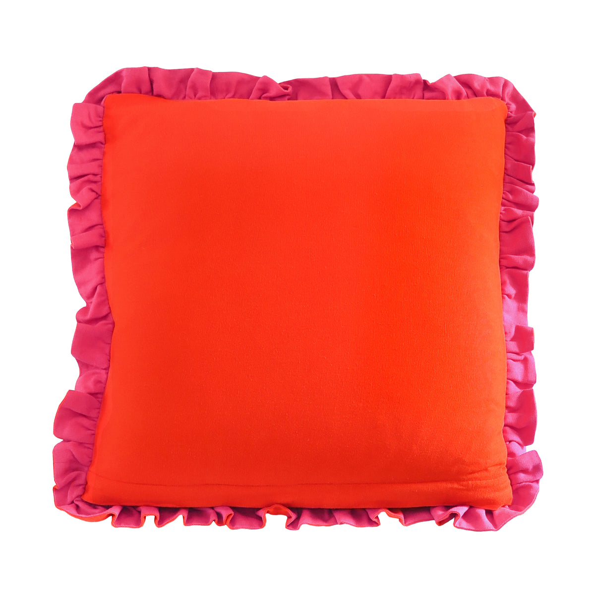 Handmade Linen-Rayon Reversible Scatter Cushion – Watermelon & Vermillion