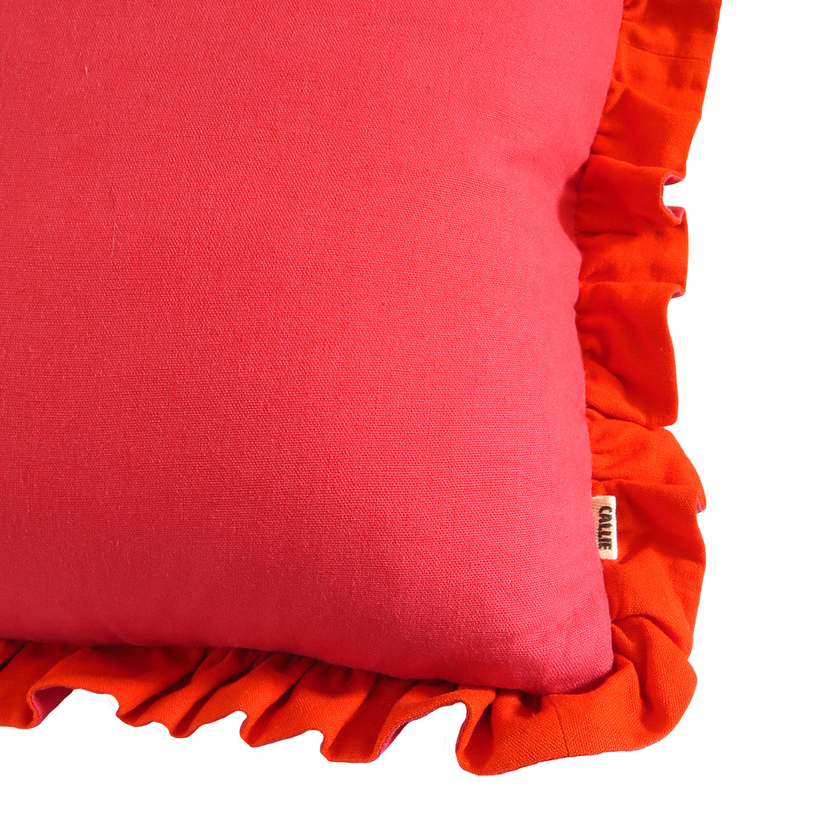 Handmade Linen-Rayon Reversible Scatter Cushion – Watermelon & Vermillion